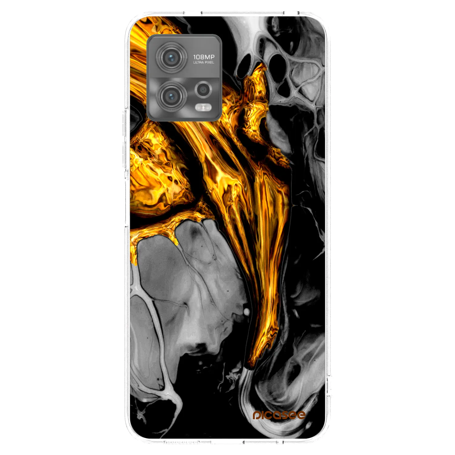 Picasee silikonový průhledný obal pro Motorola Moto G72 - Black Gold
