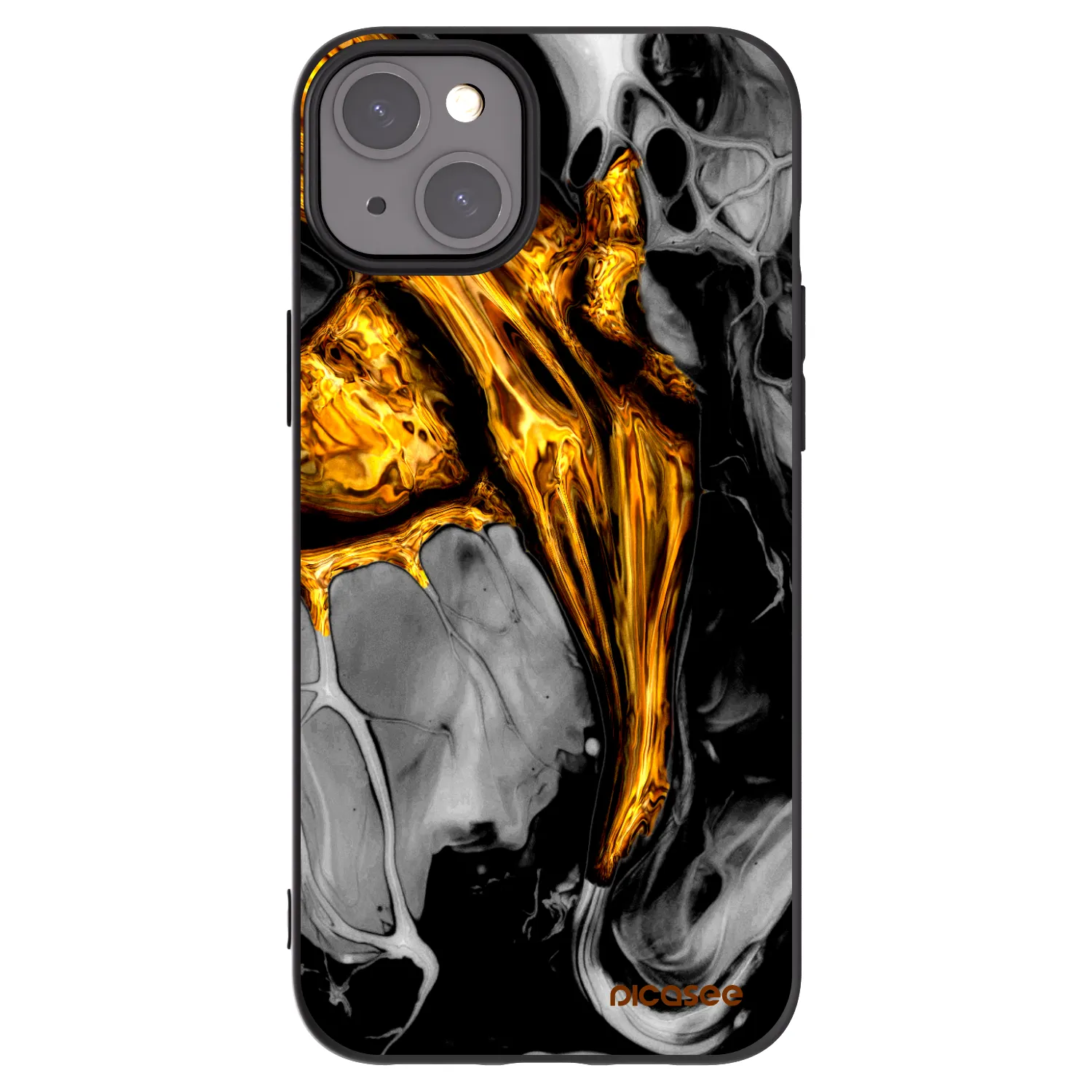 Picasee silikonový černý obal pro Apple iPhone 15 Plus - Black Gold