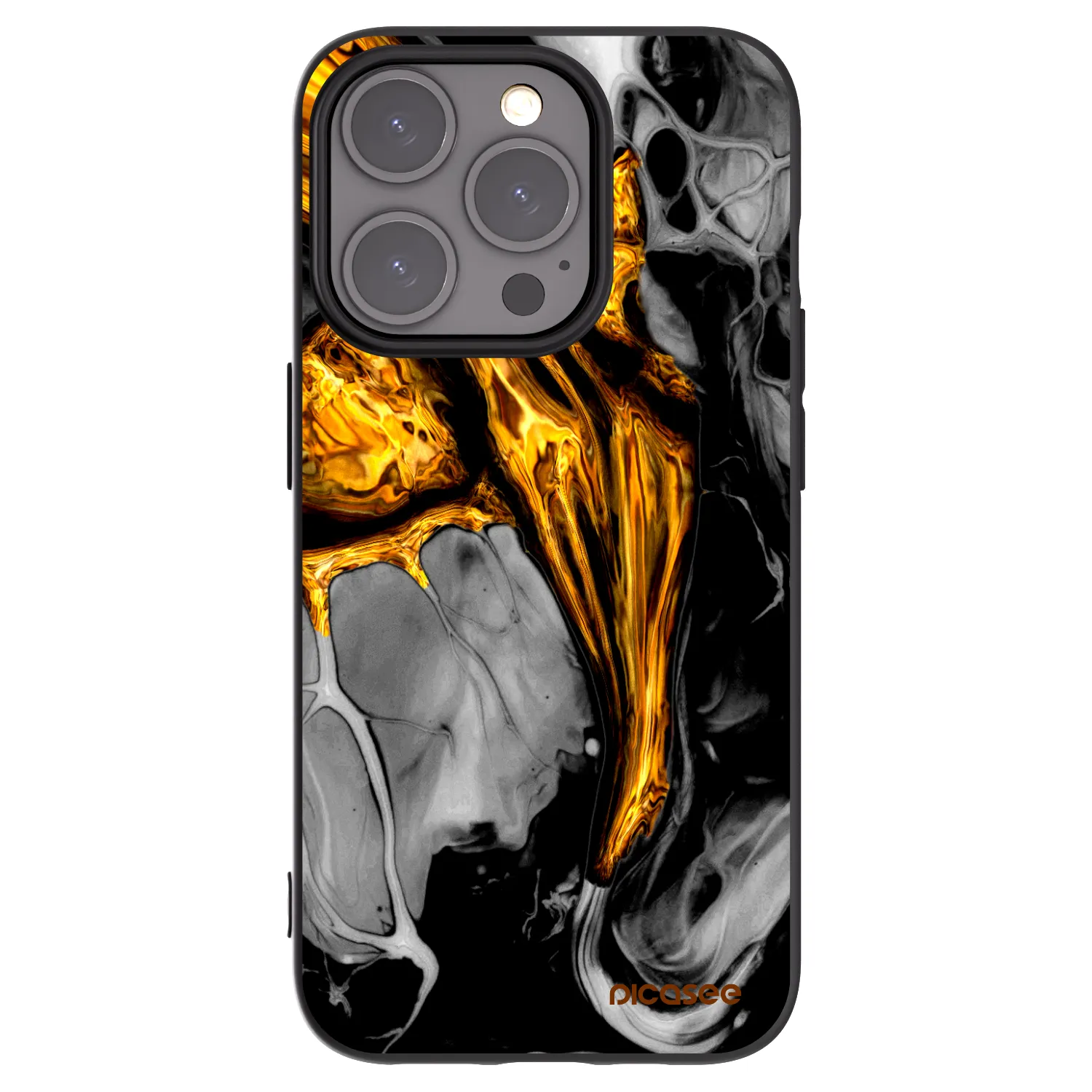 Picasee silikonový černý obal pro Apple iPhone 15 Pro - Black Gold