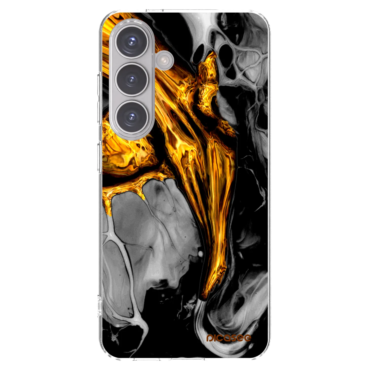 Picasee silikonový průhledný obal pro Samsung Galaxy S24 S921B 5G - Black Gold