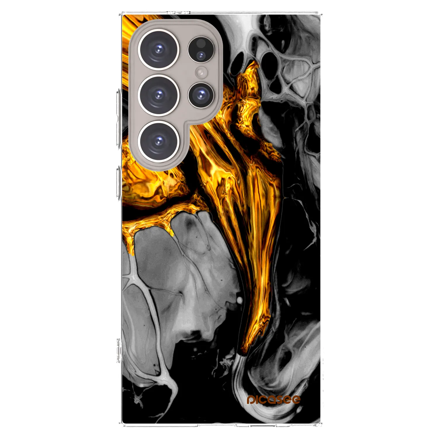 Picasee silikonový průhledný obal pro Samsung Galaxy S24 Ultra S928B 5G - Black Gold