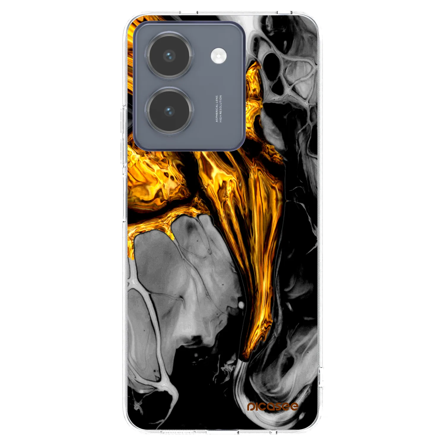 Picasee silikonový průhledný obal pro Vivo Y36 4G - Black Gold