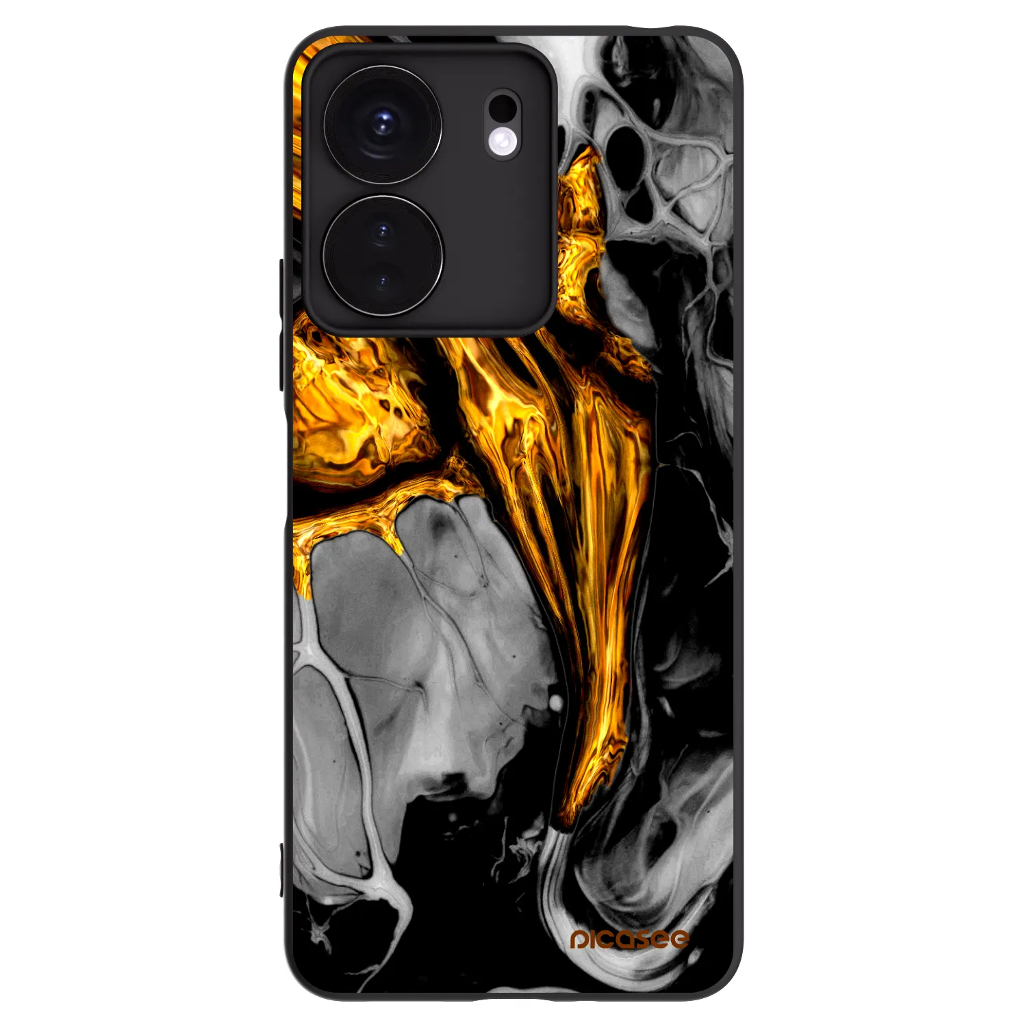 Picasee silikonový černý obal pro Xiaomi Redmi 13C 4G - Black Gold