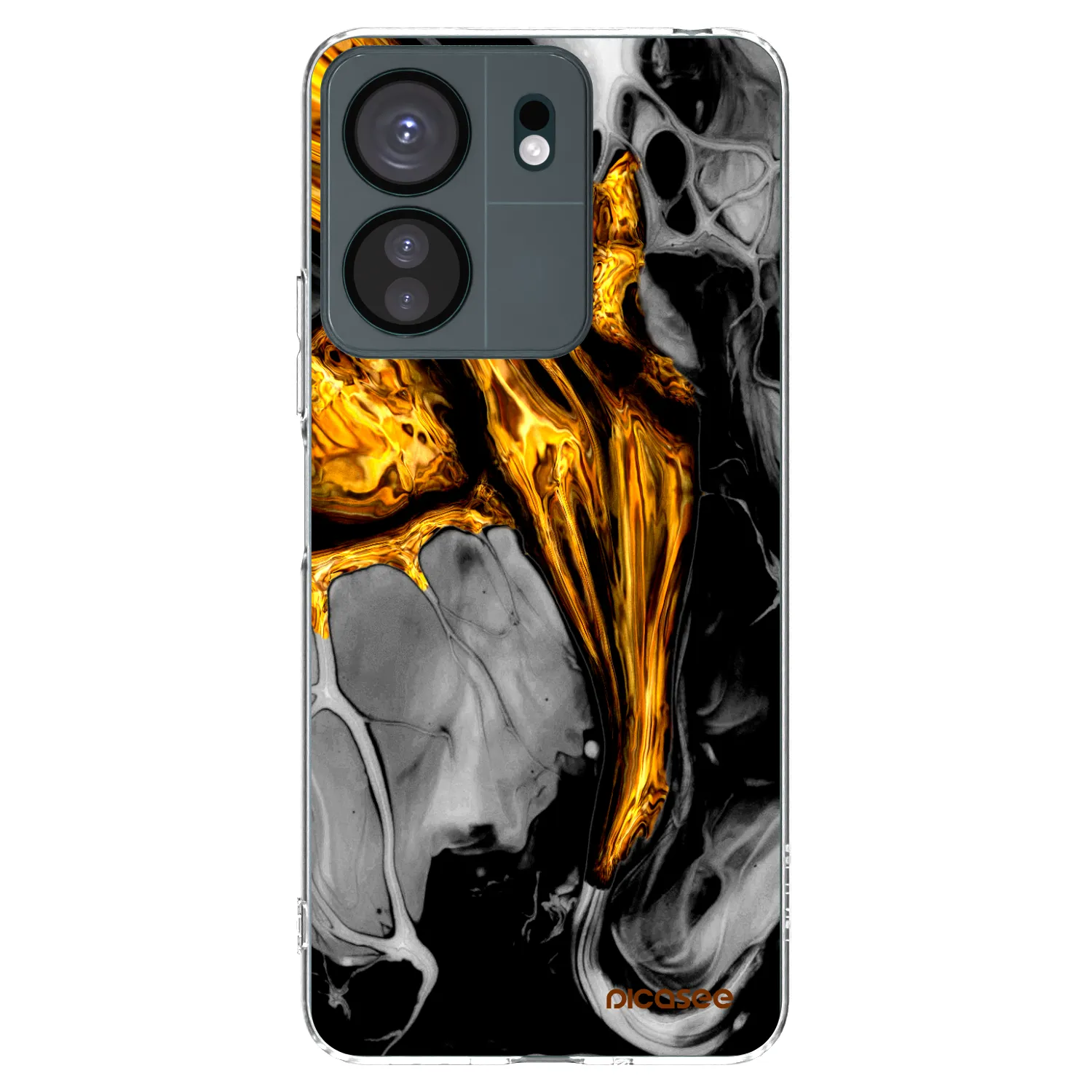 Picasee silikonový průhledný obal pro Xiaomi Redmi 13C 4G - Black Gold