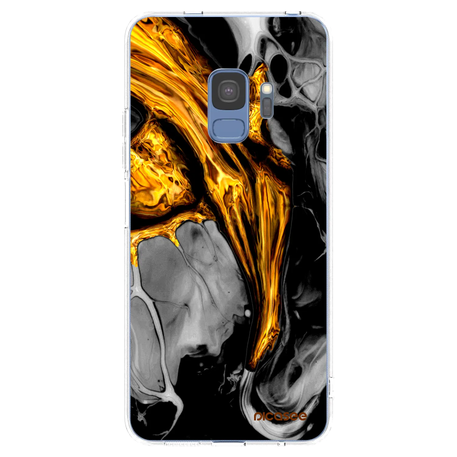 Picasee silikonový průhledný obal pro Samsung Galaxy S9 G960F - Black Gold