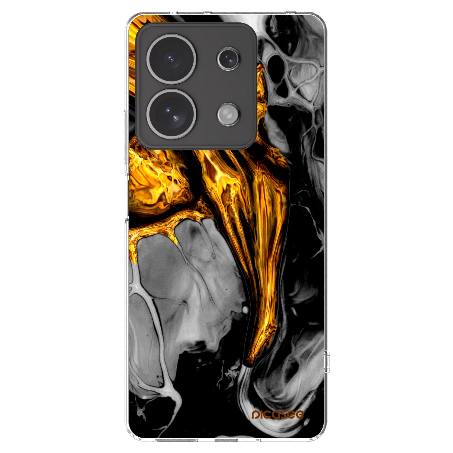 Picasee silikonový průhledný obal pro Xiaomi Redmi Note 13 4G - Black Gold