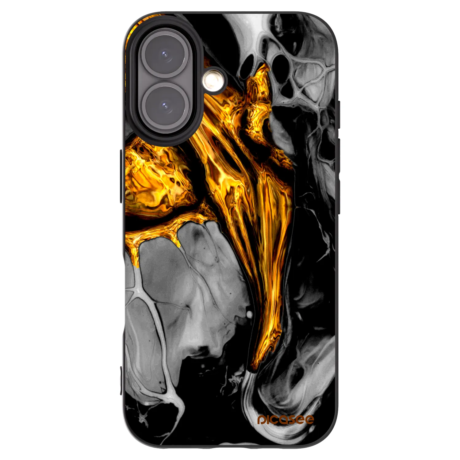 Picasee silikonový černý obal pro Apple iPhone 16 - Black Gold