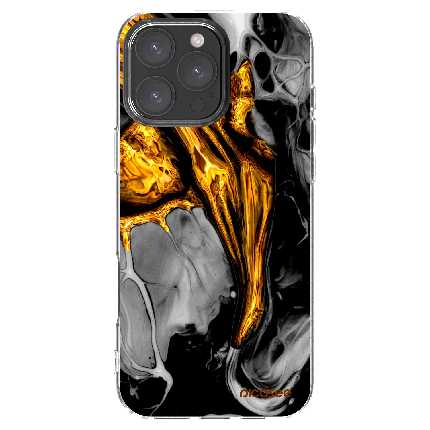 Picasee silikonový průhledný obal pro Apple iPhone 16 Pro Max - Black Gold