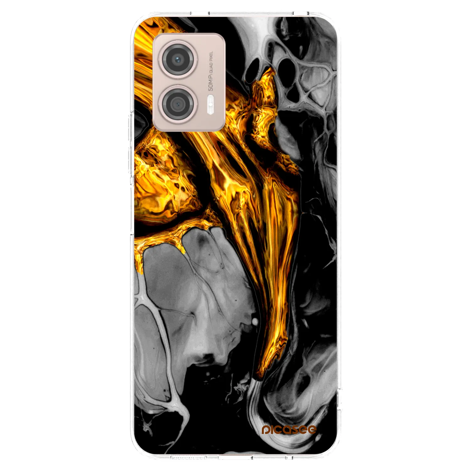 Picasee silikonový průhledný obal pro Motorola Moto G53 5G - Black Gold