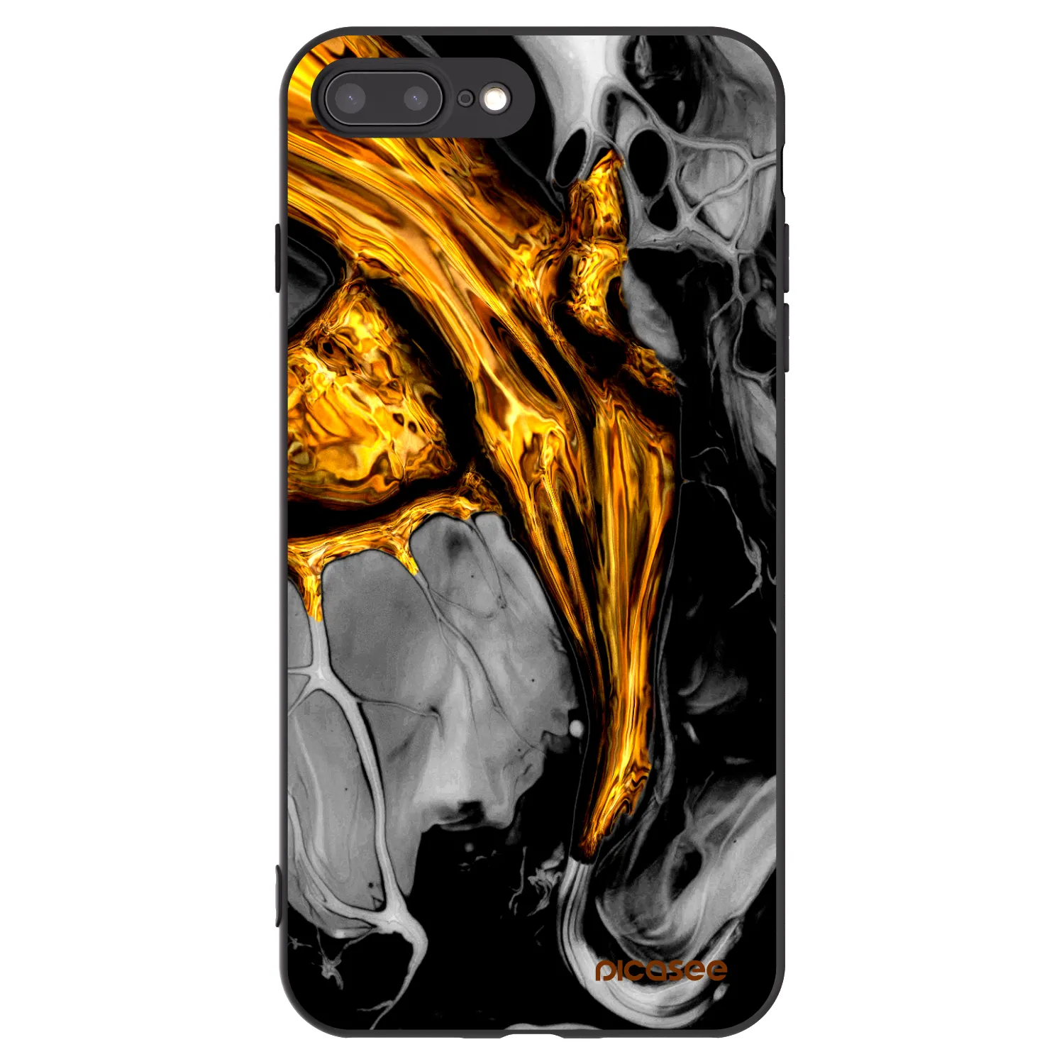 Picasee silikonový černý obal pro Apple iPhone 7 Plus - Black Gold