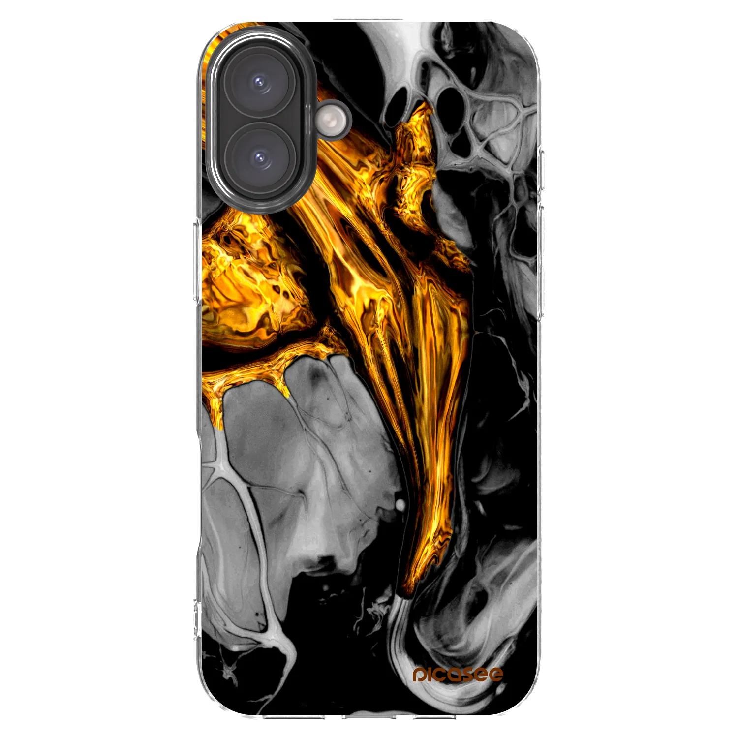 Picasee silikonový průhledný obal pro Apple iPhone 16 Plus - Black Gold