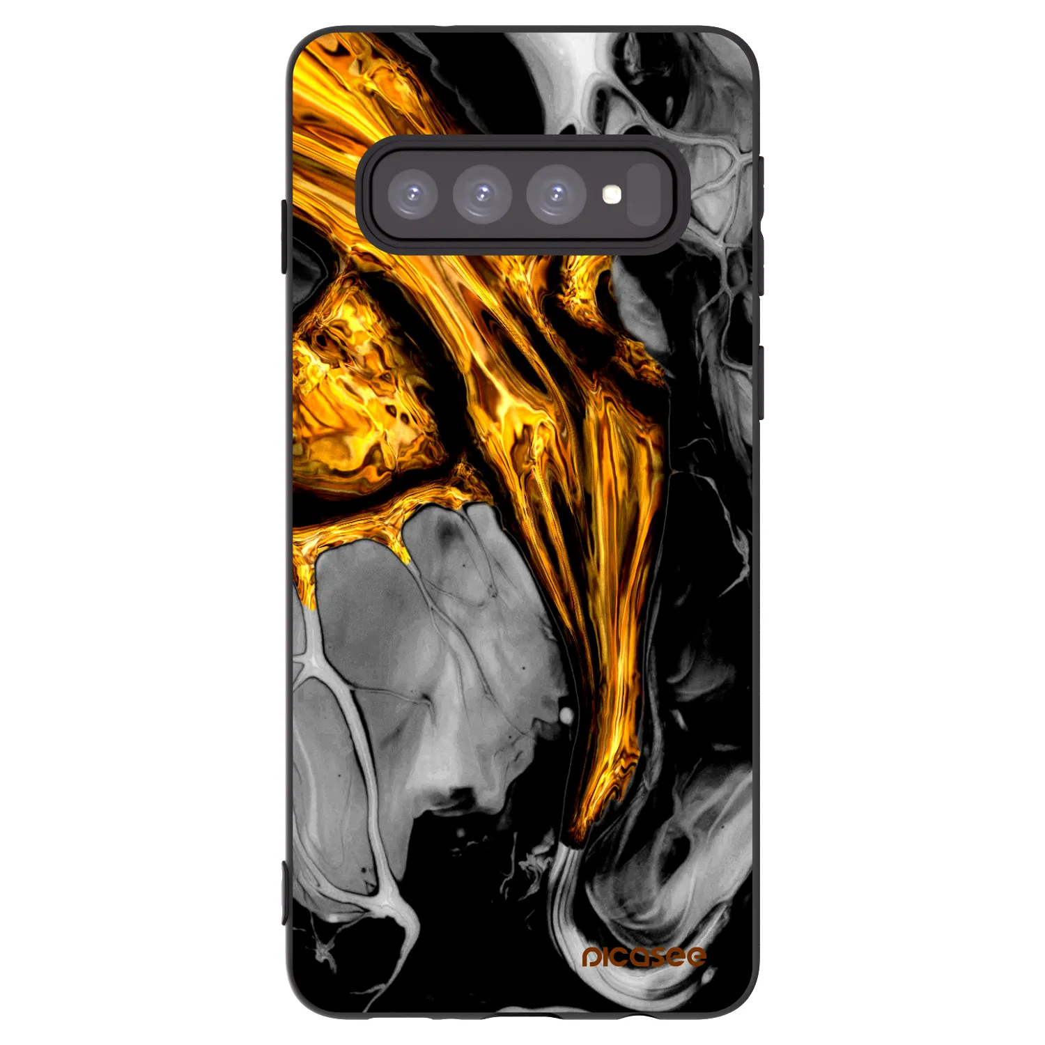 Picasee silikonový černý obal pro Samsung Galaxy S10 G973 - Black Gold