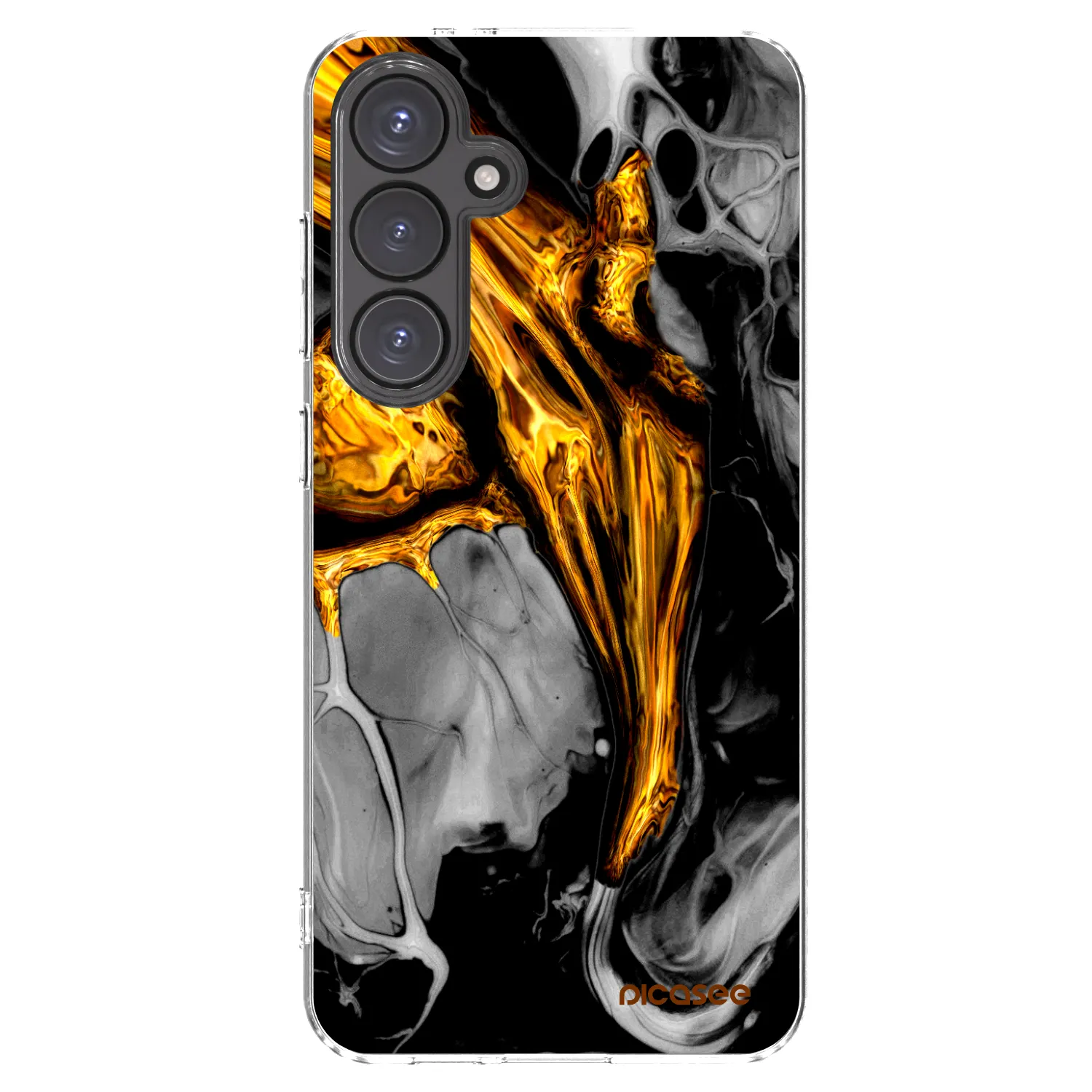 Picasee silikonový průhledný obal pro Samsung Galaxy S24 FE S721B - Black Gold