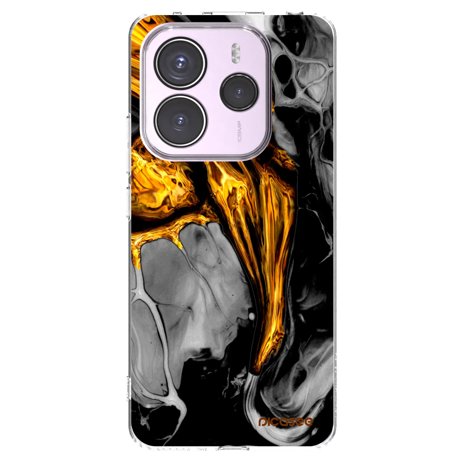 Picasee silikonový průhledný obal pro Xiaomi Redmi Note 14 5G - Black Gold