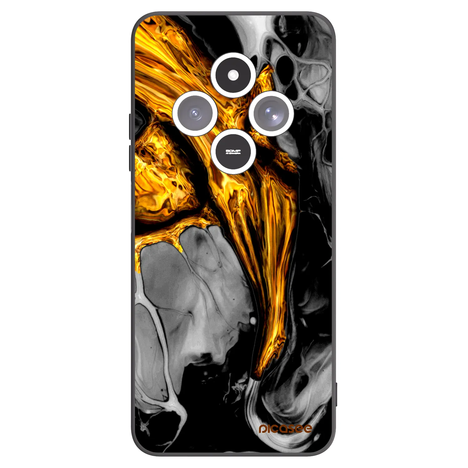 Picasee silikonový černý obal pro Xiaomi Redmi 14C - Black Gold
