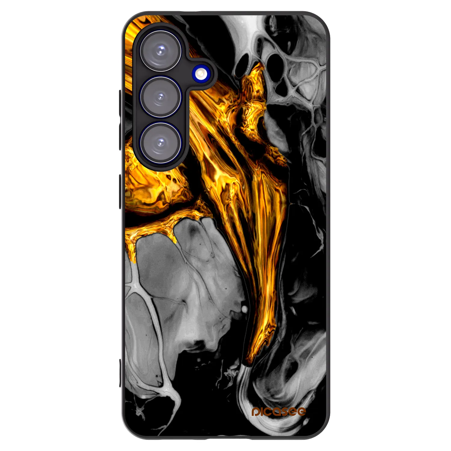 Picasee silikonový černý obal pro Samsung Galaxy S25 5G - Black Gold