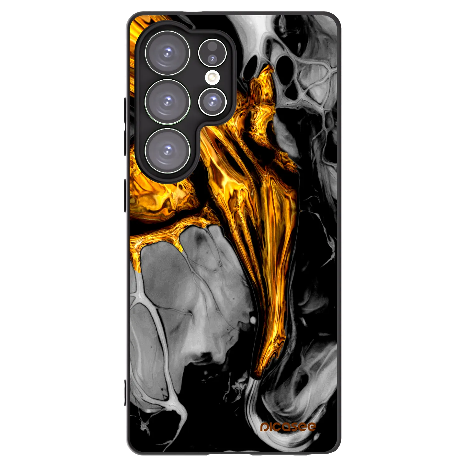 Picasee silikonový černý obal pro Samsung Galaxy S25 Ultra 5G - Black Gold