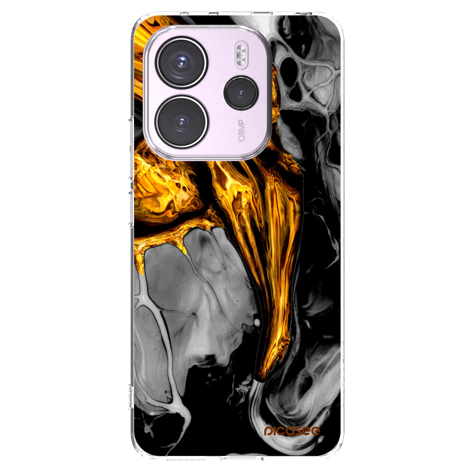 Picasee silikonový průhledný obal pro Xiaomi Redmi Note 14 4G - Black Gold
