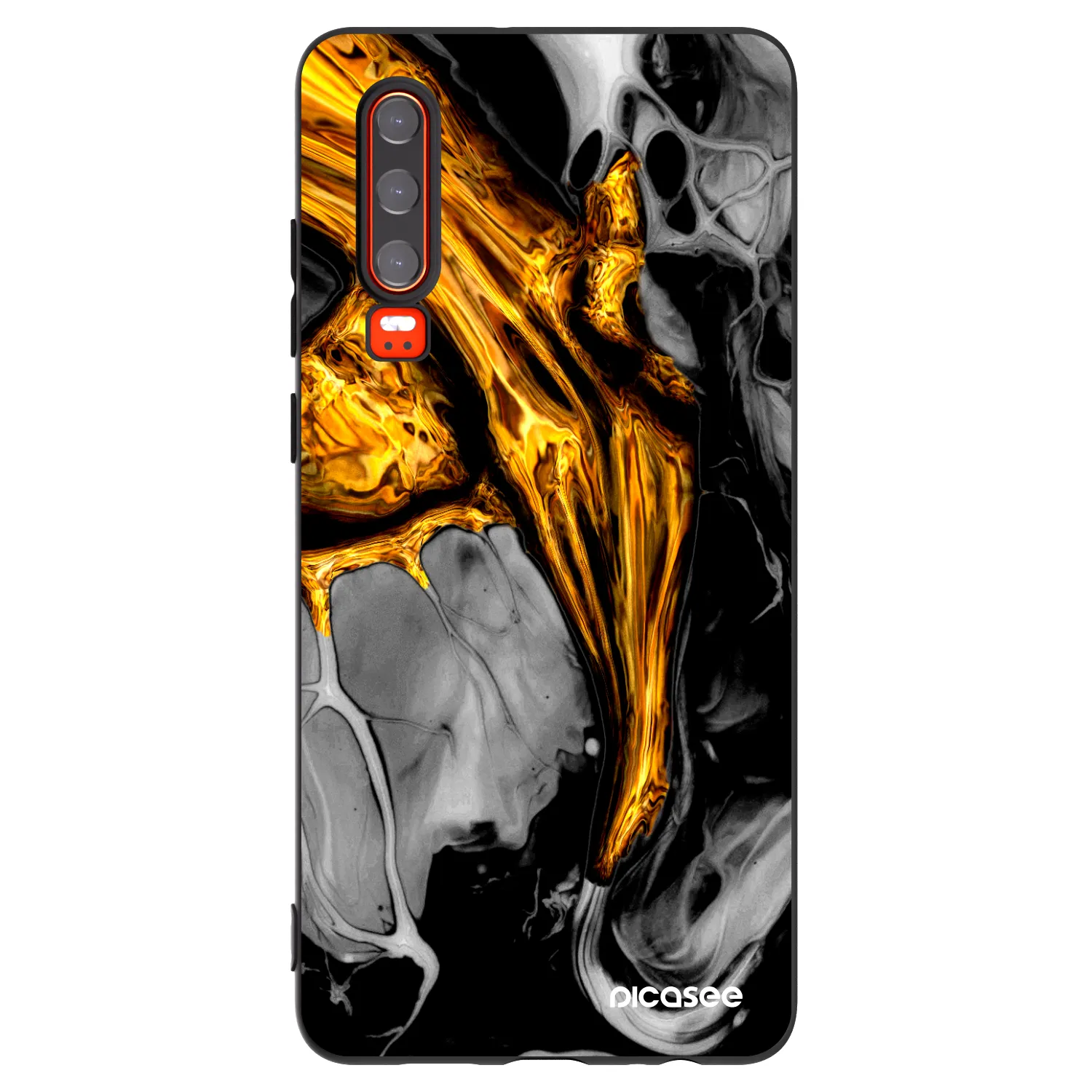 Picasee silikonový černý obal pro Huawei P30 - Black Gold