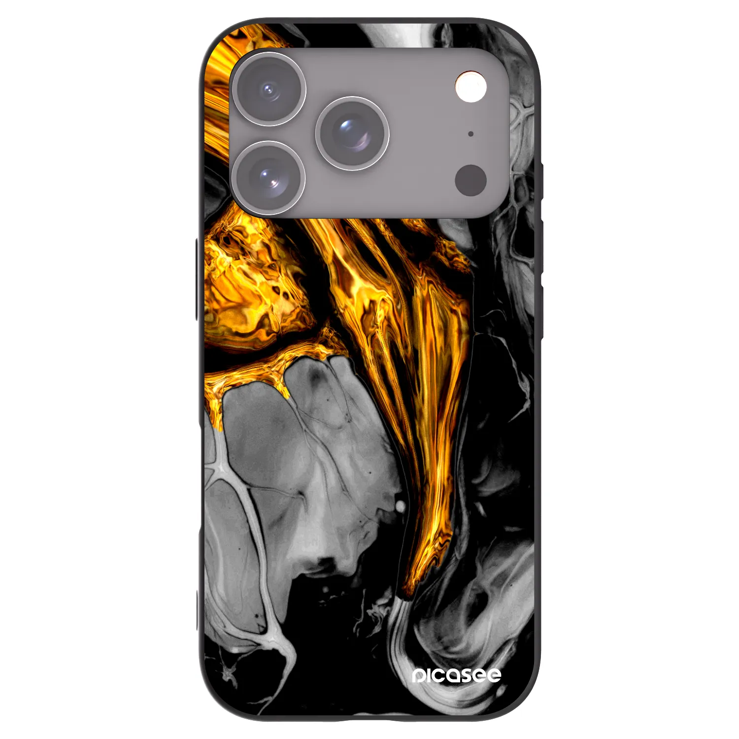 Picasee silikonový černý obal pro Apple iPhone 17 Pro - Black Gold