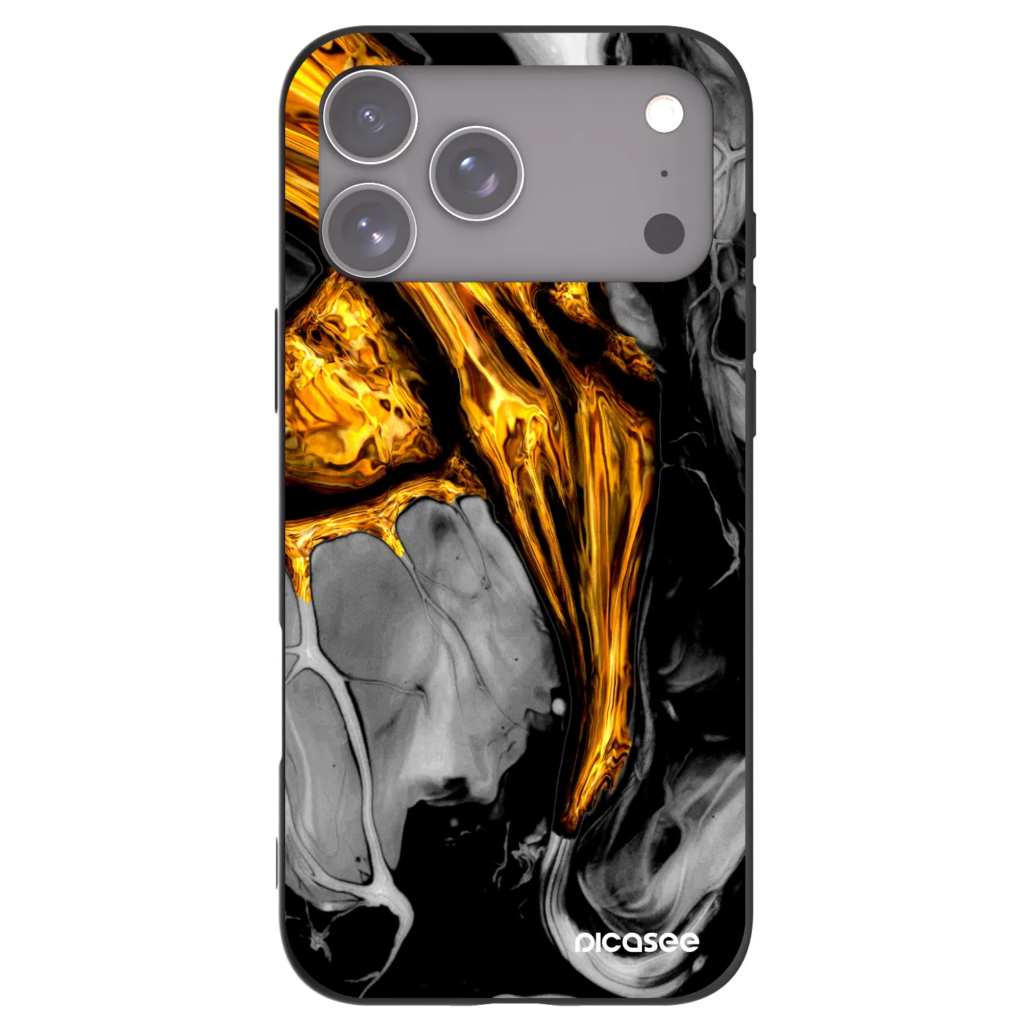 Picasee silikonový černý obal pro Apple iPhone 17 Pro Max - Black Gold