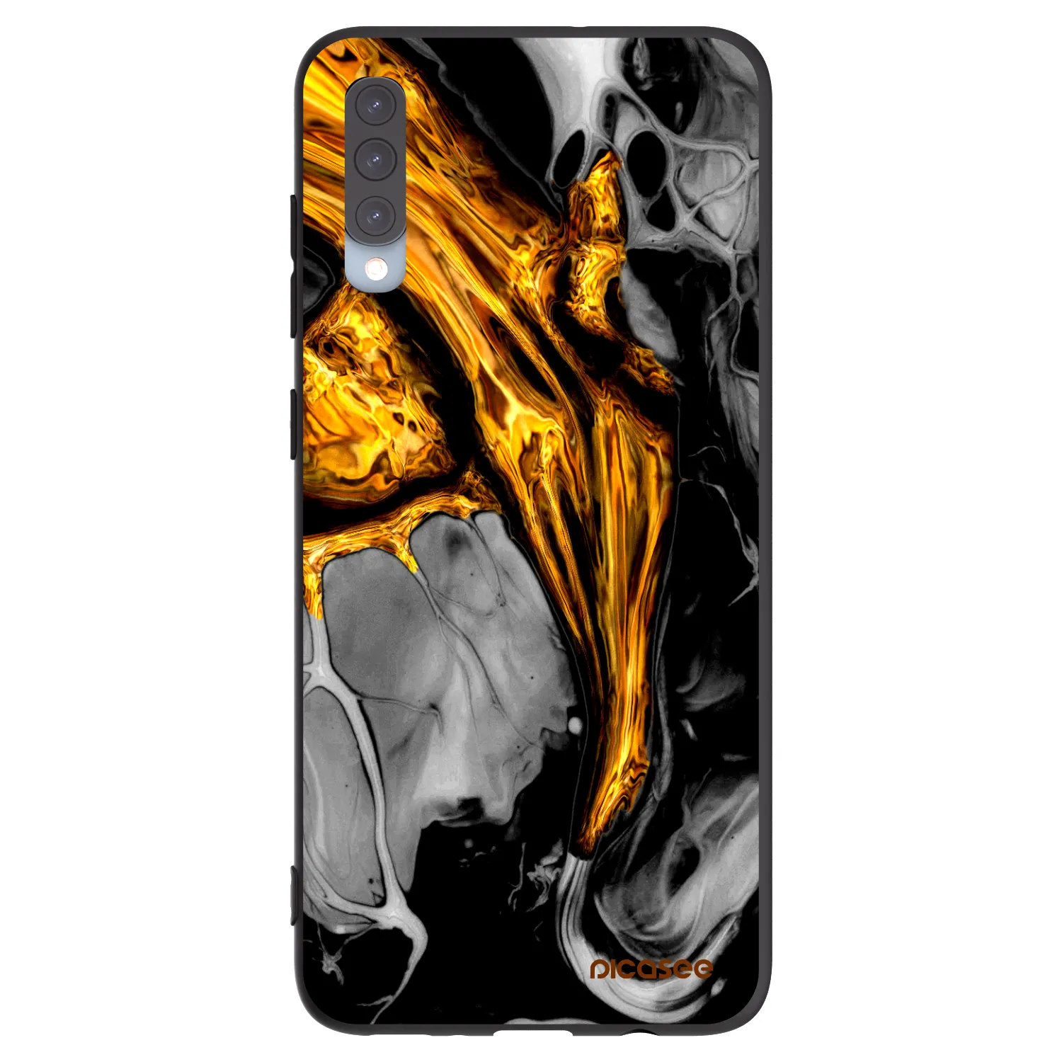 Picasee silikonový černý obal pro Samsung Galaxy A70 A705F - Black Gold