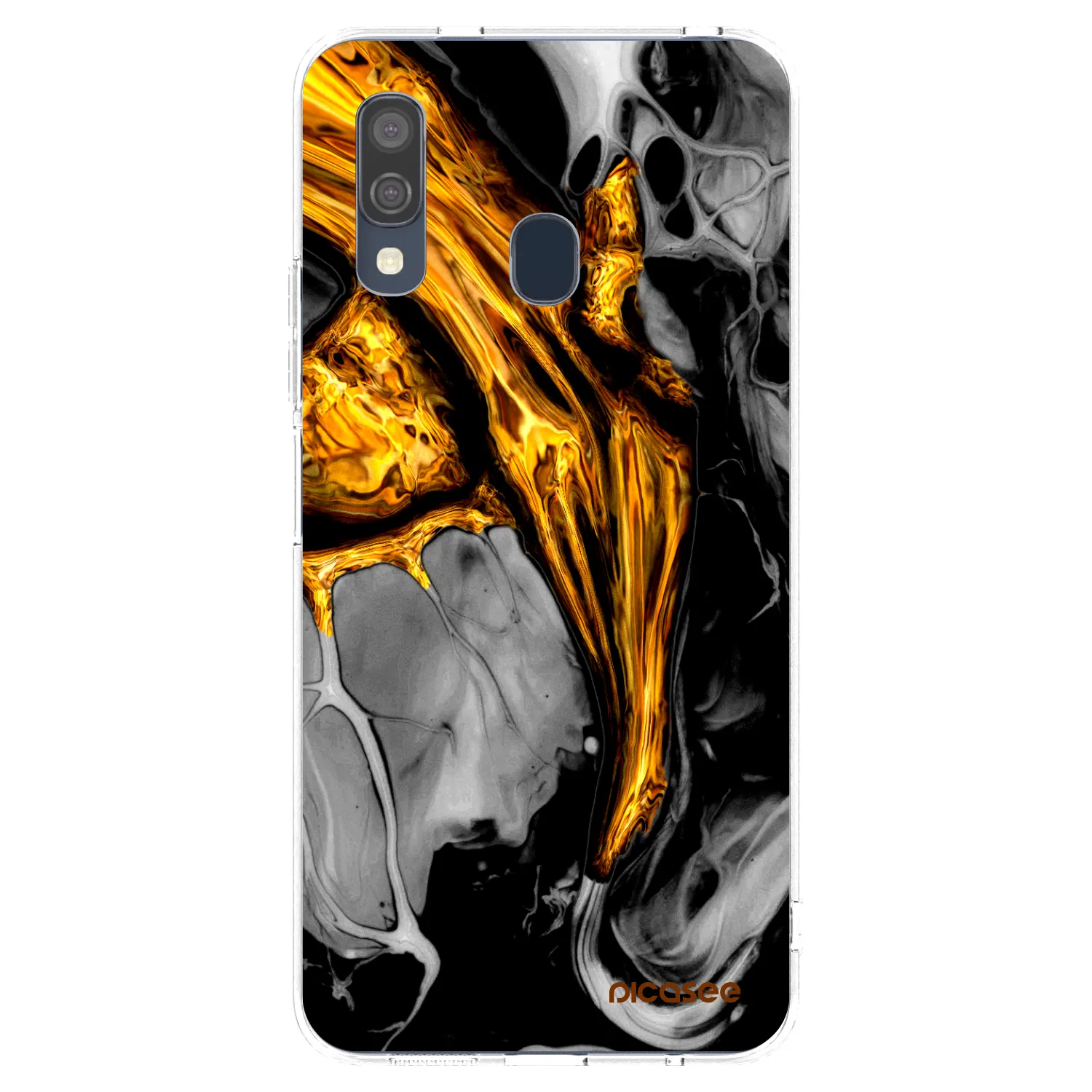 Picasee silikonový průhledný obal pro Samsung Galaxy A40 A405F - Black Gold