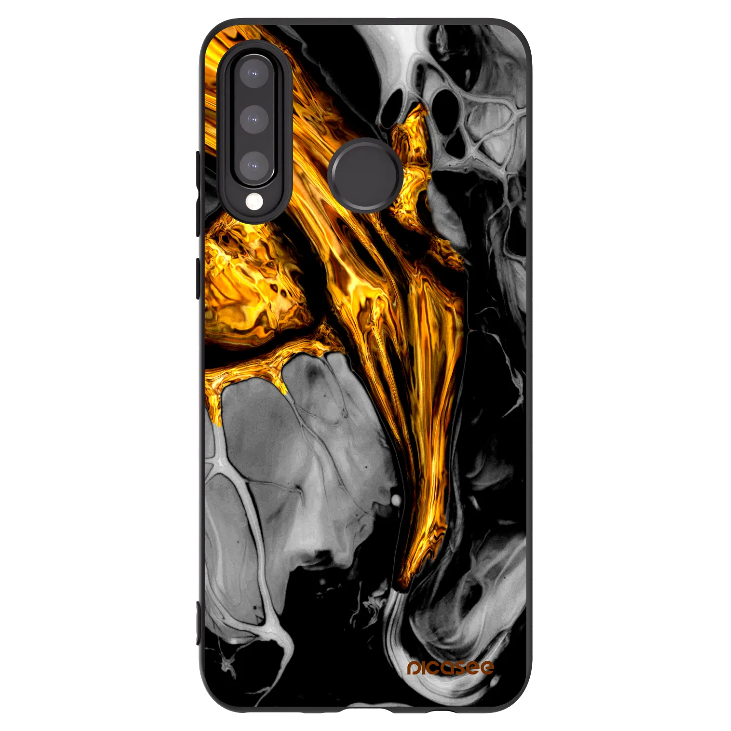Picasee silikonový černý obal pro Huawei P30 Lite - Black Gold