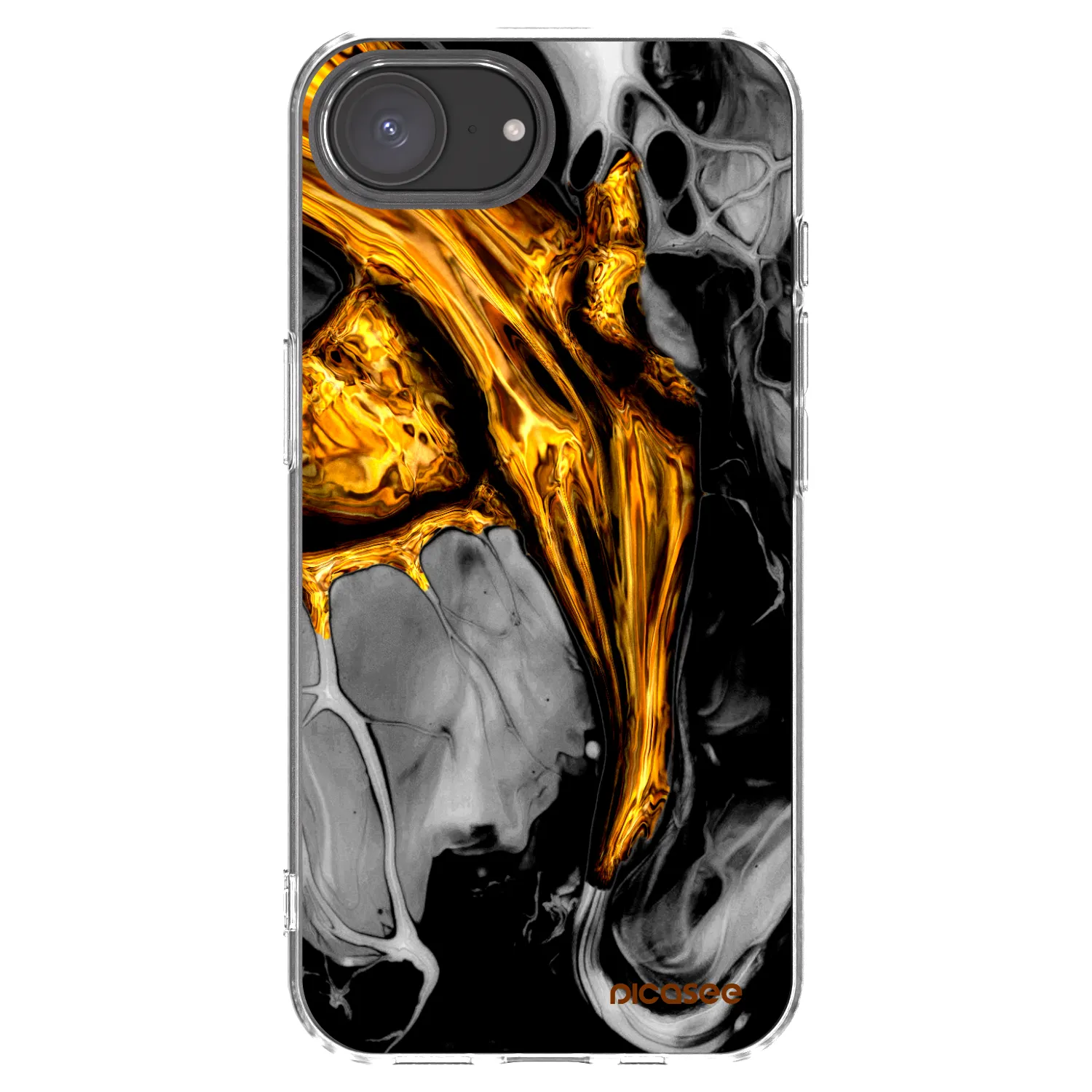 Picasee silikonový průhledný obal pro Apple iPhone 17e - Black Gold