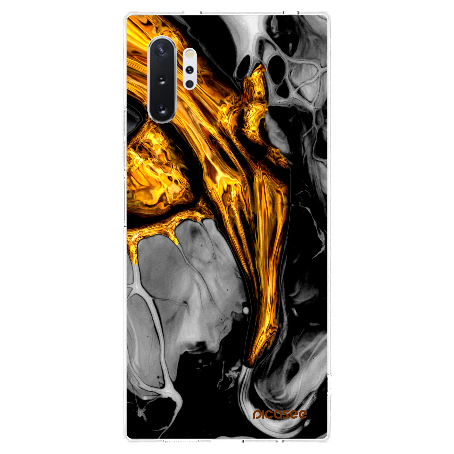 Picasee silikonový průhledný obal pro Samsung Galaxy Note 10+ N975F - Black Gold