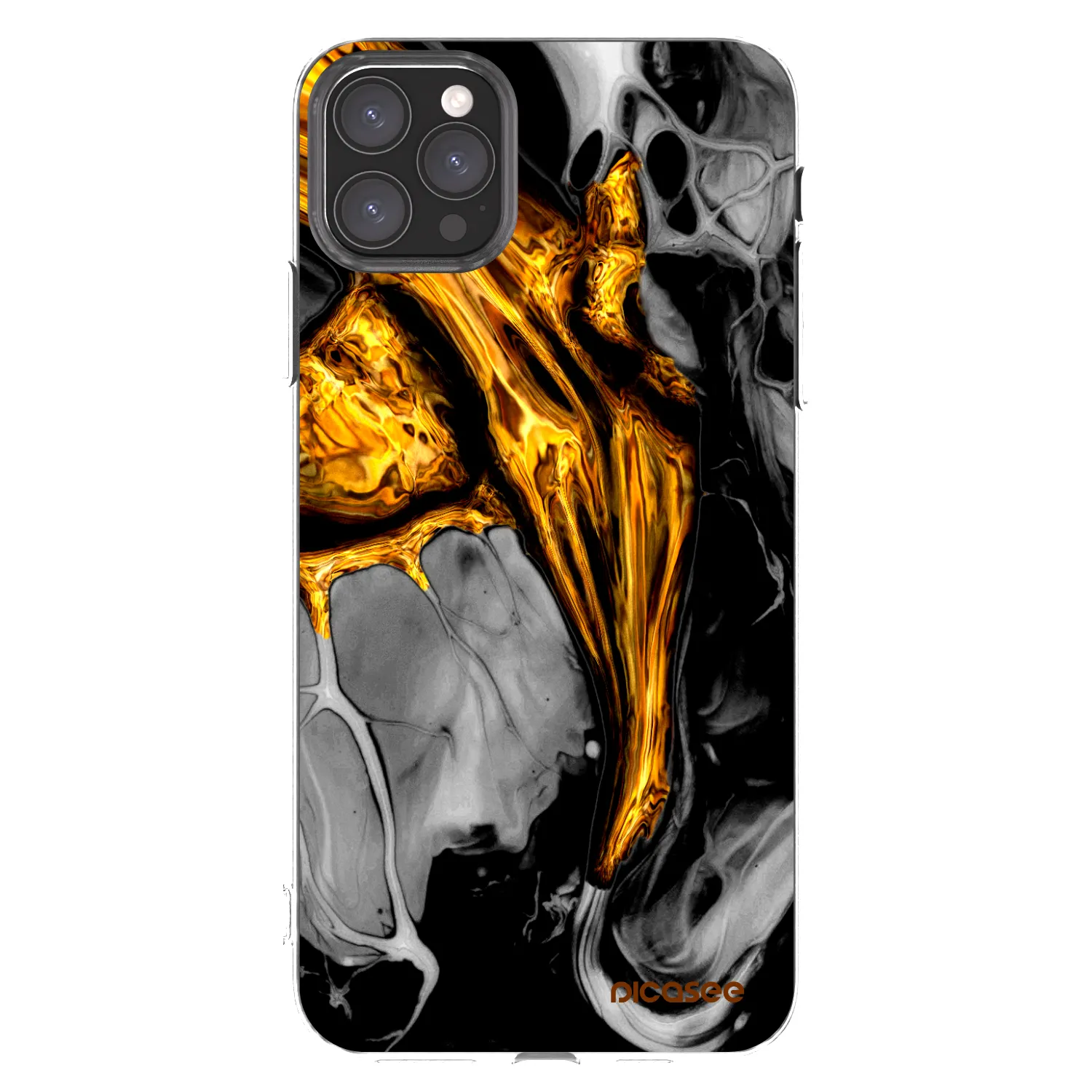 Picasee silikonový průhledný obal pro Apple iPhone 11 Pro Max - Black Gold