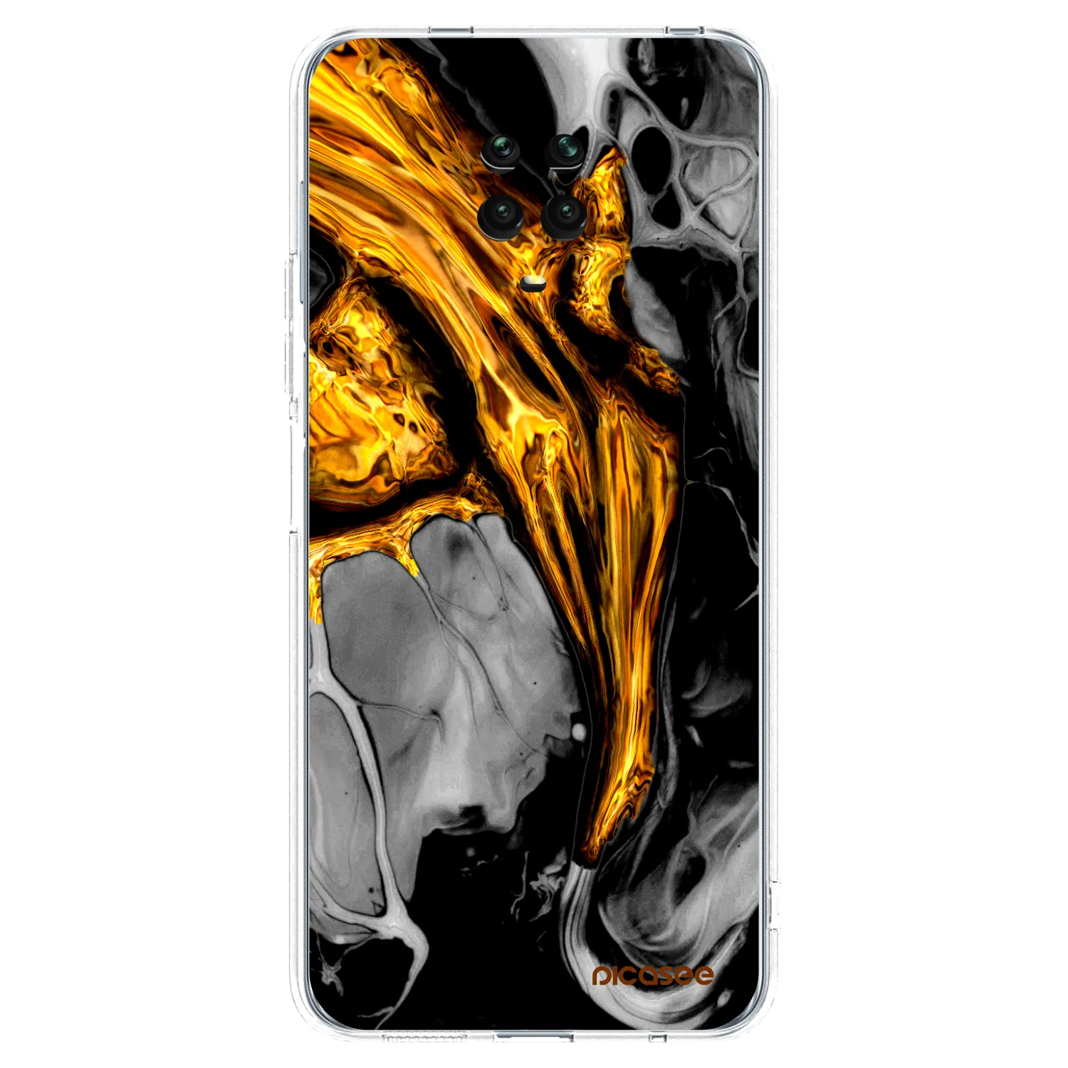 Picasee silikonový průhledný obal pro Xiaomi Redmi Note 9S - Black Gold