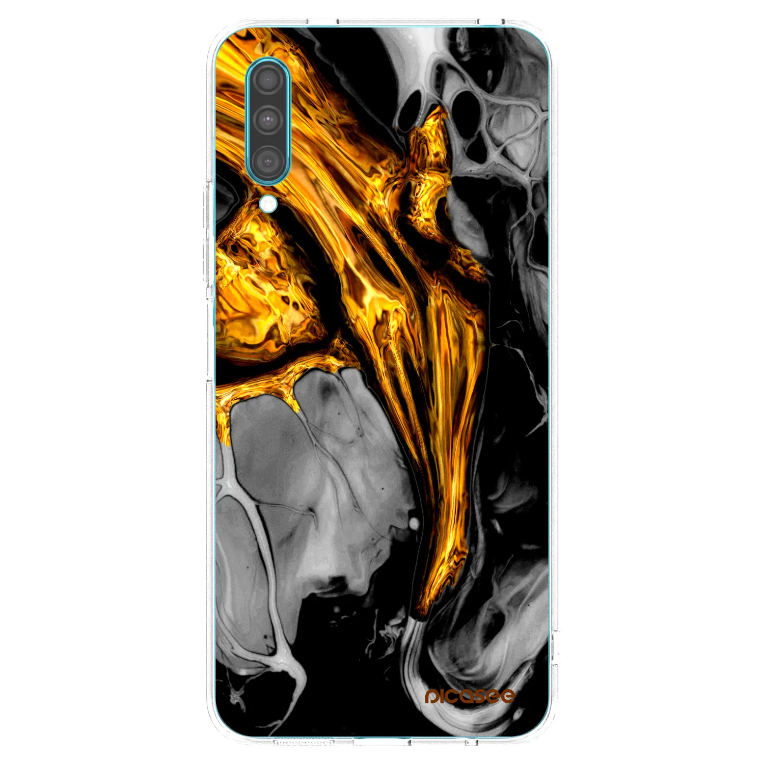 Picasee silikonový průhledný obal pro Samsung Galaxy A30s A307F - Black Gold