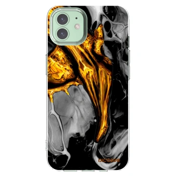 Picasee silikonový průhledný obal pro Apple iPhone 12 - Black Gold
