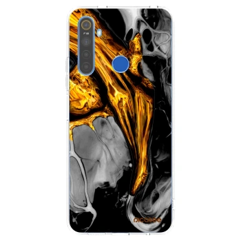 Picasee silikonový průhledný obal pro Realme 5 - Black Gold