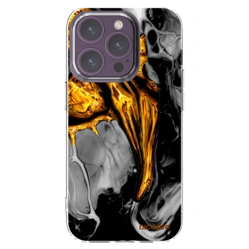 Picasee silikonový průhledný obal pro Apple iPhone 14 Pro - Black Gold