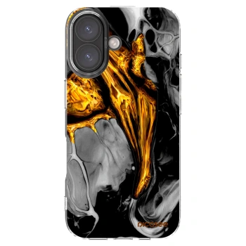 Picasee silikonový průhledný obal pro Apple iPhone 16 - Black Gold