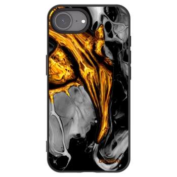 Picasee silikonový černý obal pro Apple iPhone 16e - Black Gold