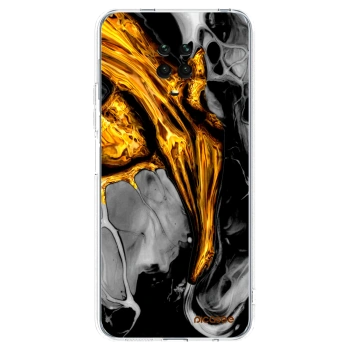 Picasee silikonový průhledný obal pro Xiaomi Redmi Note 9 Pro - Black Gold