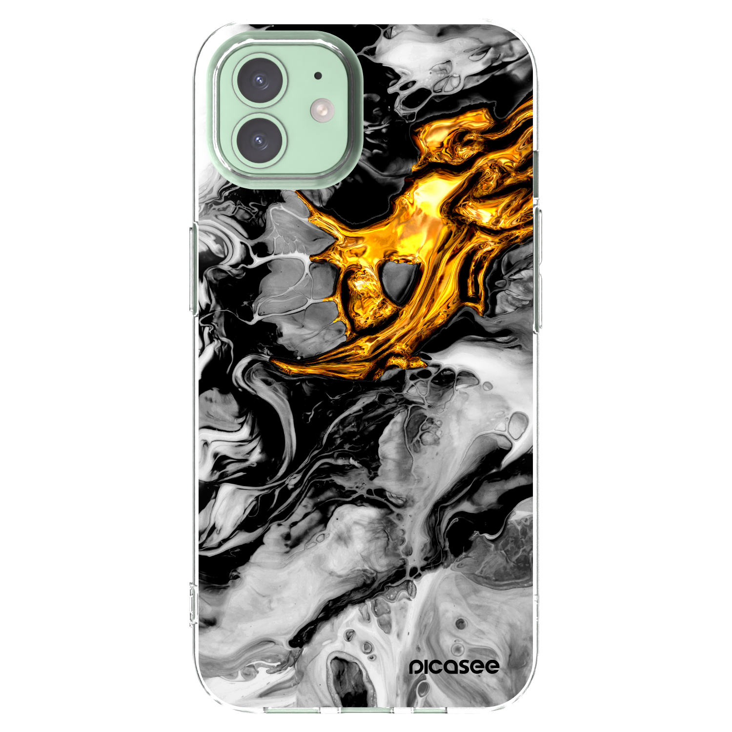 Picasee silikonový průhledný obal pro Apple iPhone 12 - Black Gold 2