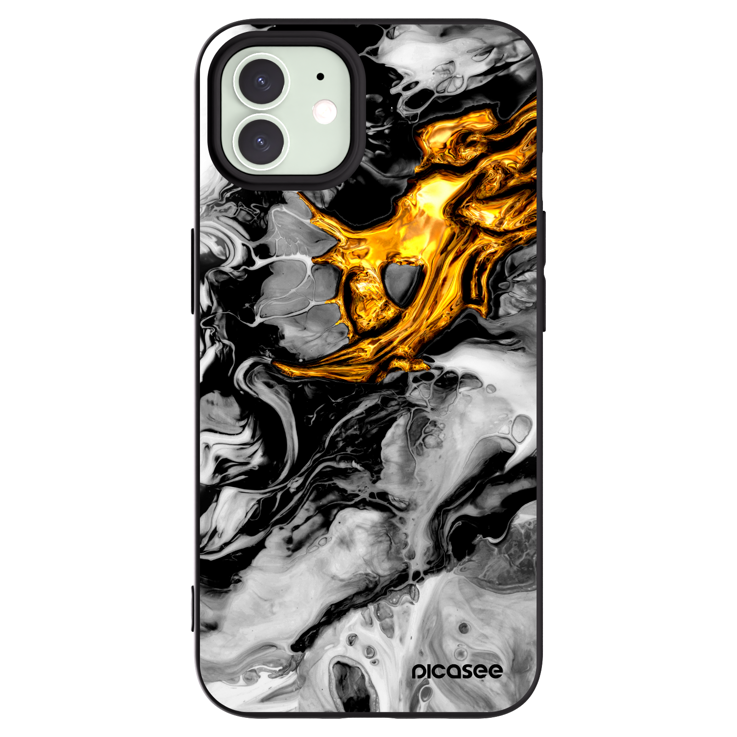 Picasee silikonový černý obal pro Apple iPhone 12 Pro - Black Gold 2