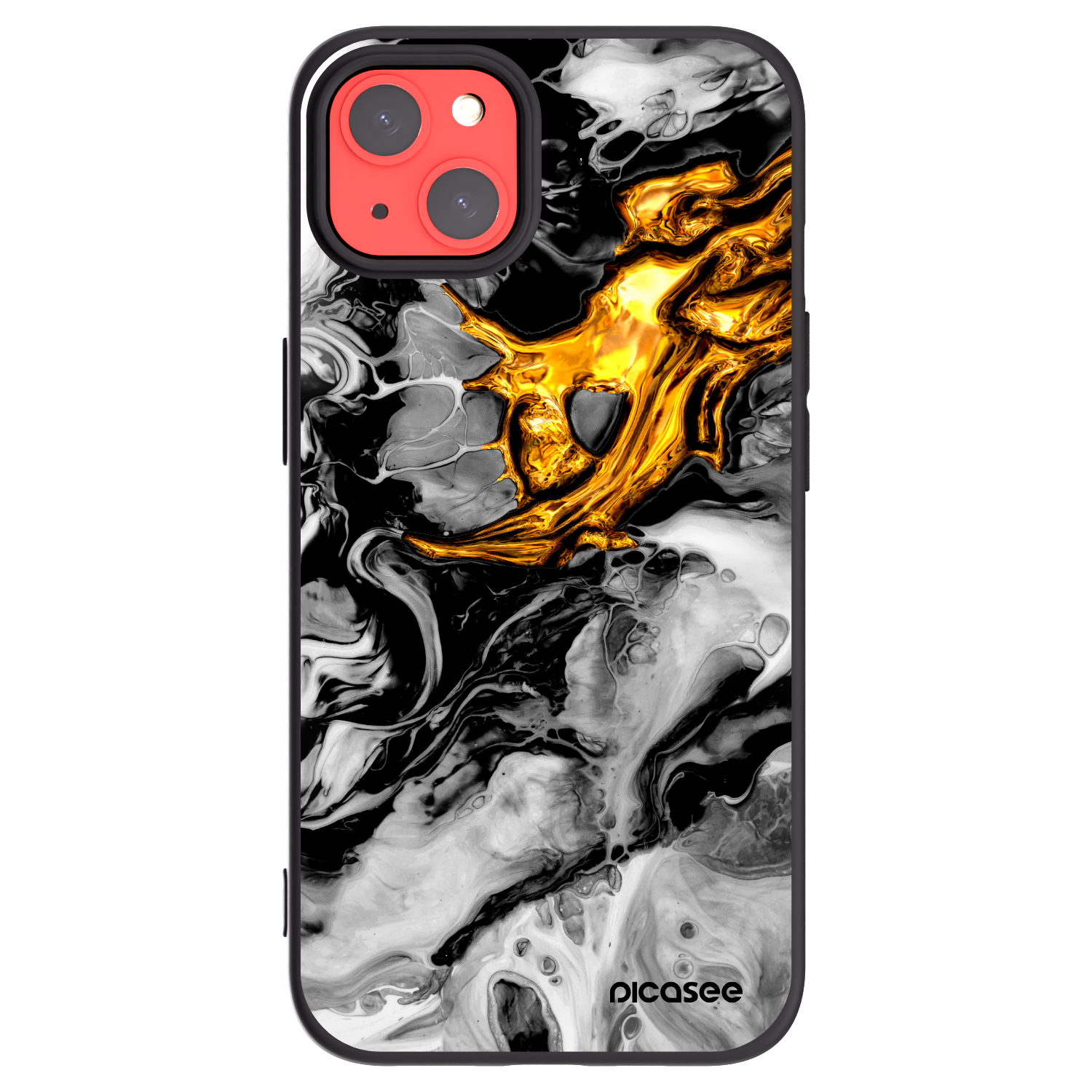 Picasee silikonový černý obal pro Apple iPhone 13 - Black Gold 2