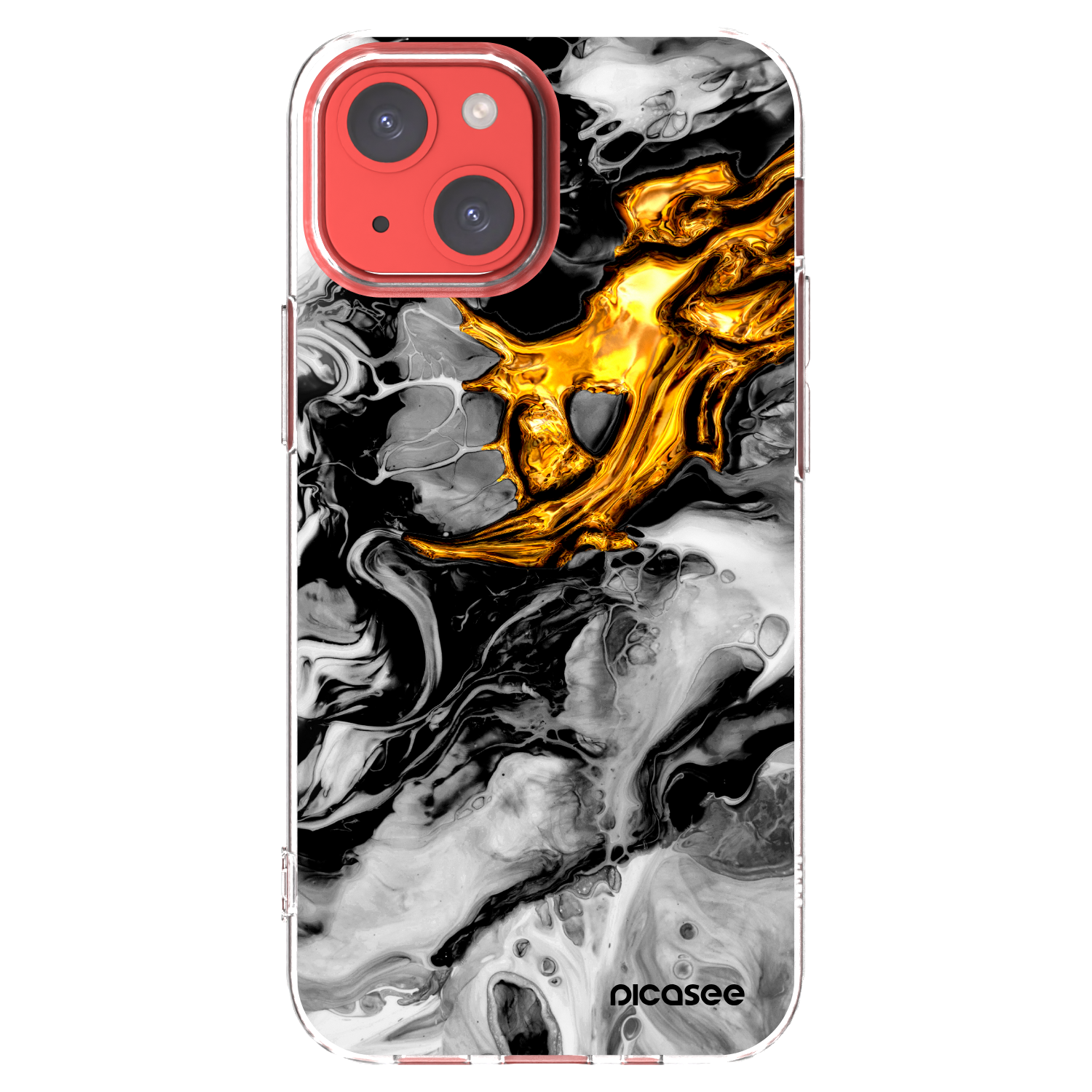 Picasee silikonový průhledný obal pro Apple iPhone 13 mini - Black Gold 2