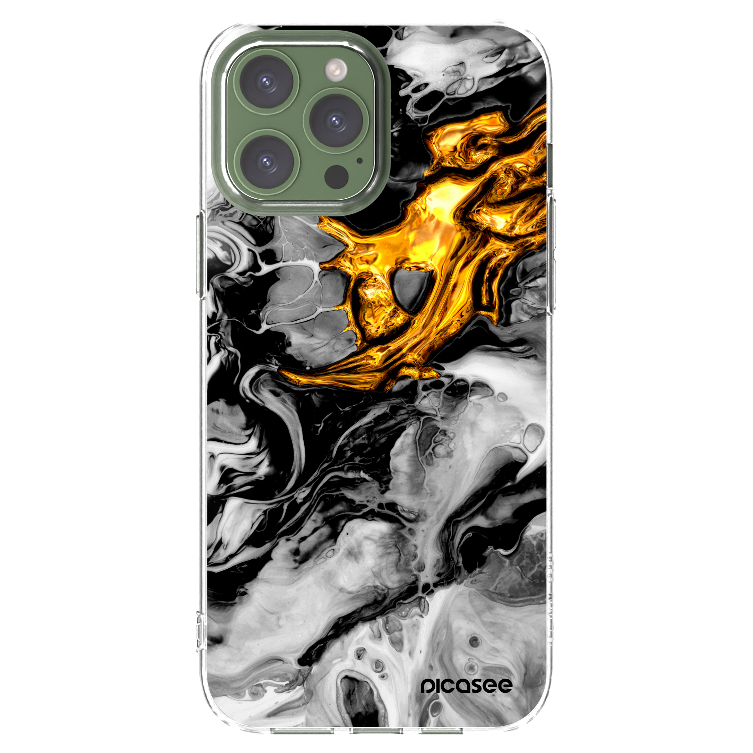Picasee silikonový průhledný obal pro Apple iPhone 13 Pro Max - Black Gold 2