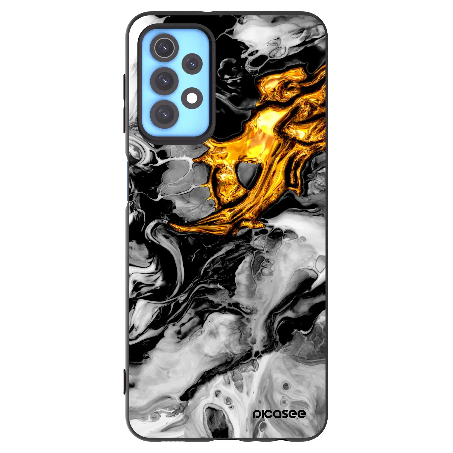 Picasee silikonový černý obal pro Samsung Galaxy A32 4G SM-A325F - Black Gold 2