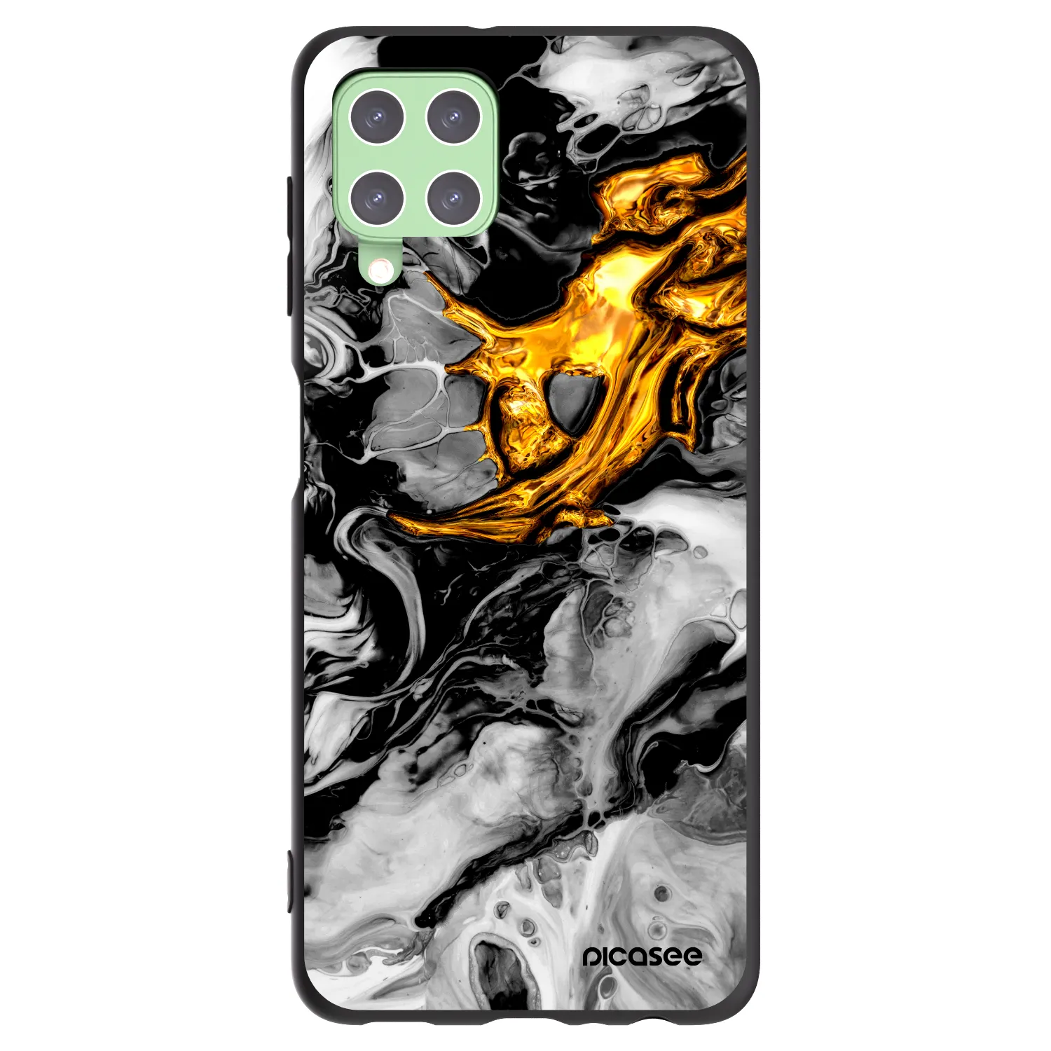 Picasee silikonový černý obal pro Samsung Galaxy A22 A225F 4G - Black Gold 2