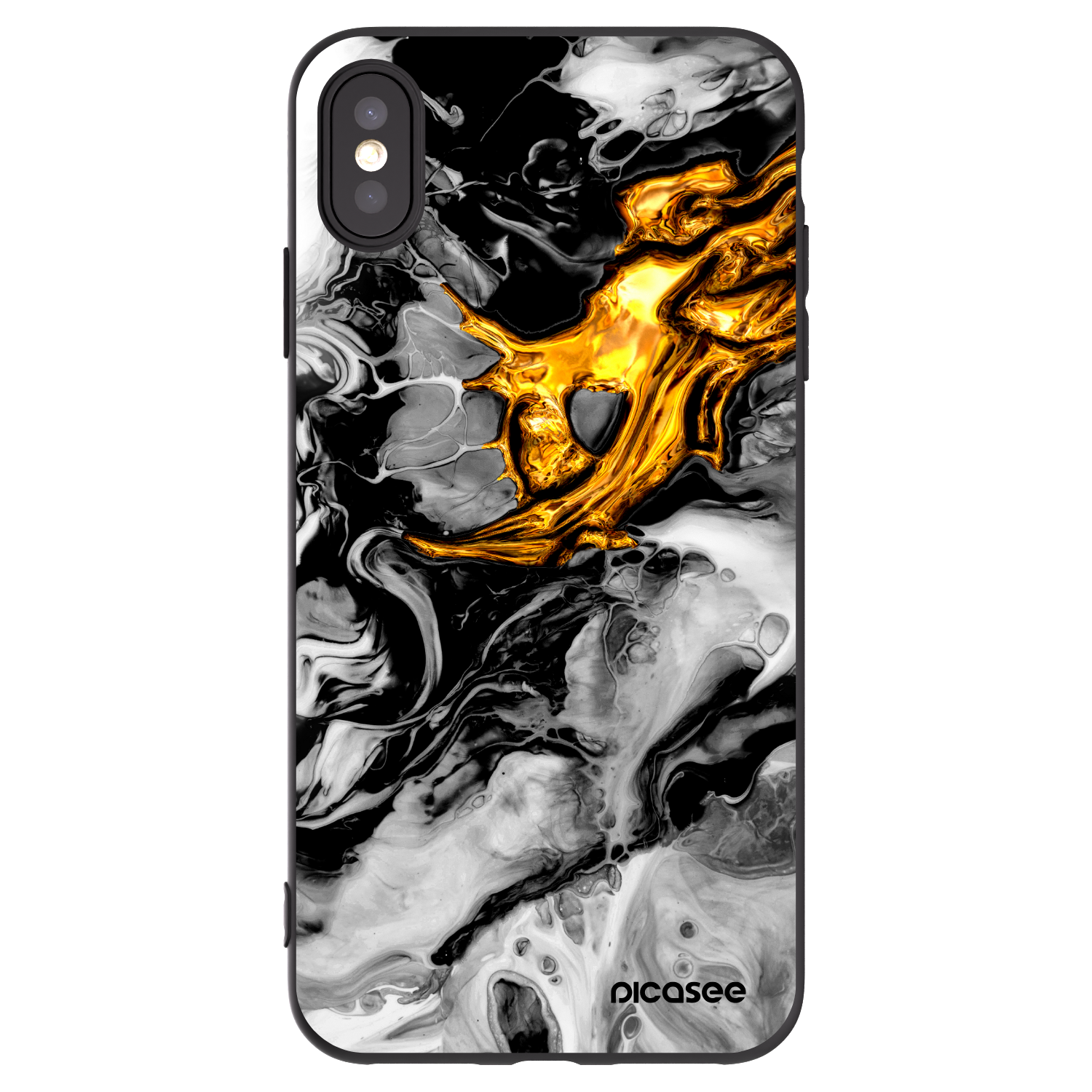 Picasee silikonový černý obal pro Apple iPhone XS Max - Black Gold 2