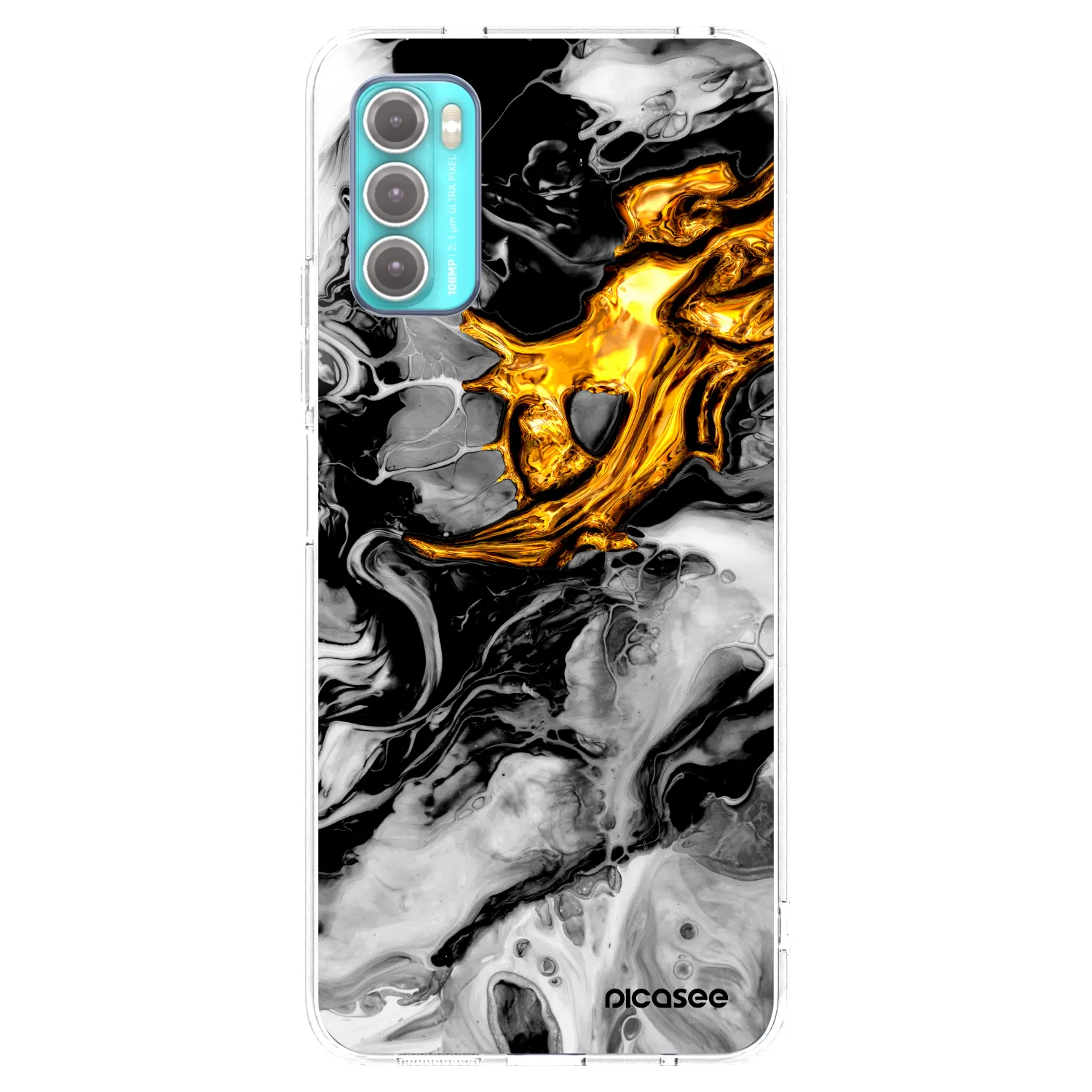 Picasee silikonový průhledný obal pro Motorola Moto G60 - Black Gold 2