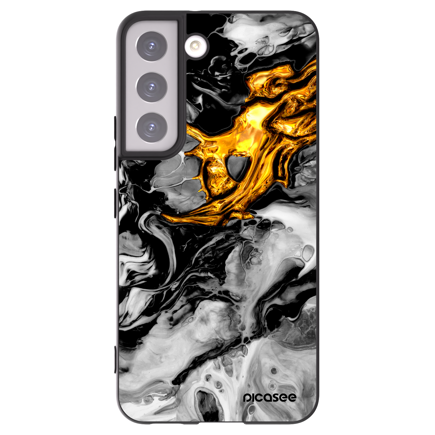 Picasee silikonový černý obal pro Samsung Galaxy S22 5G - Black Gold 2