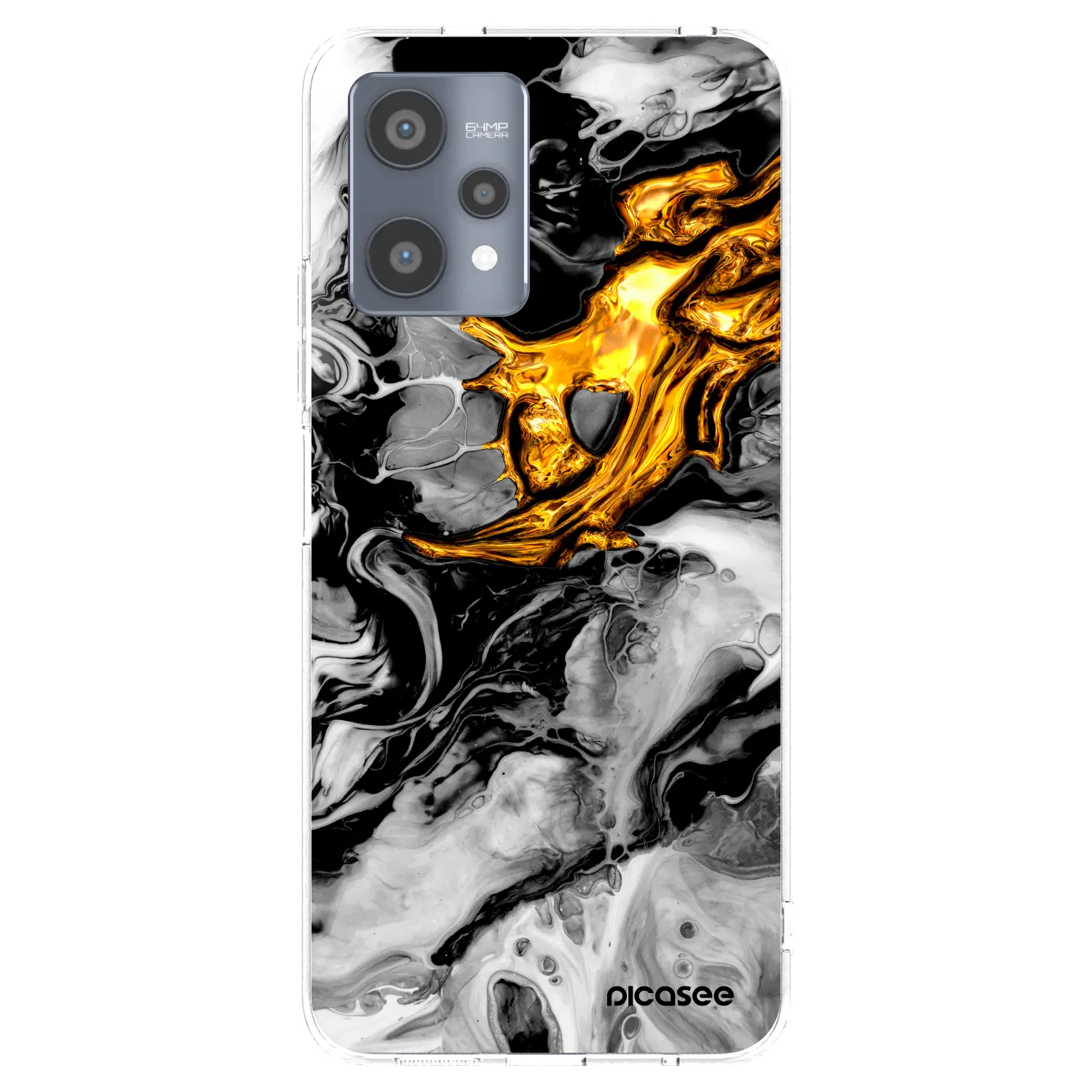 Picasee silikonový průhledný obal pro Realme 9 Pro 5G - Black Gold 2